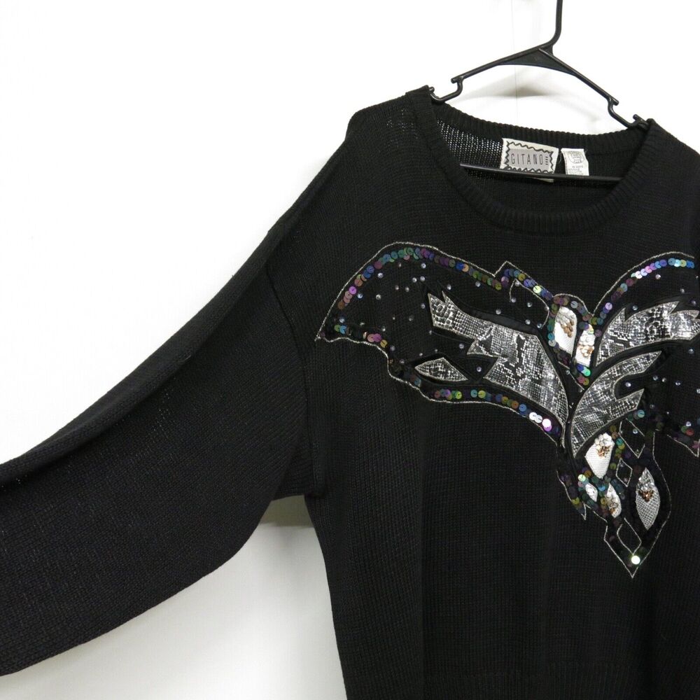 Vtg Plus Sized Gitano Abstract Sequin Beaded Rami… - image 3